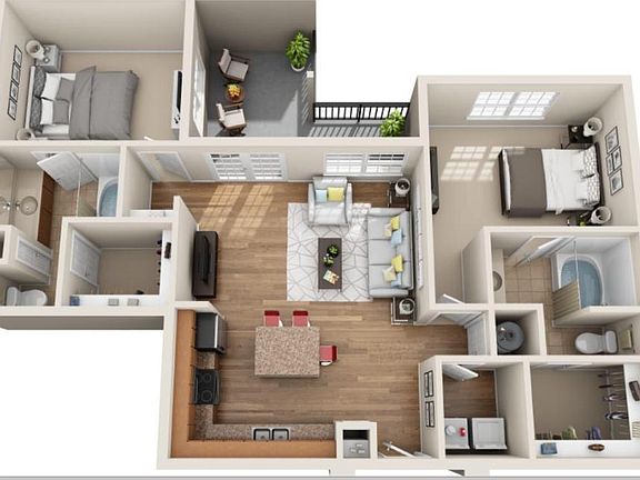 Spacious 2 bedroom/2bath floor plan