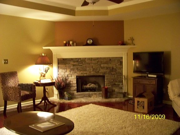 Caddy corner fireplace