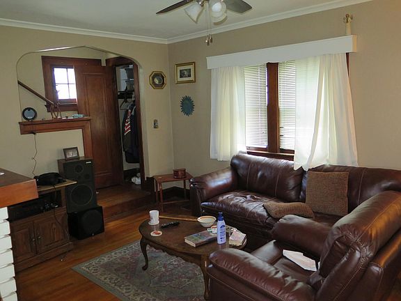 Nice living room with natural woodwork and hardwood floors