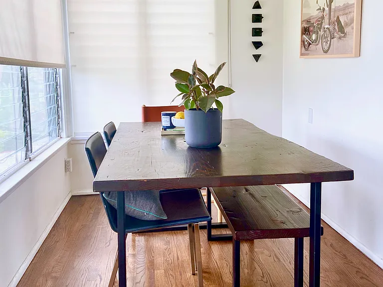 Dining room shown furnished to illustrate layout and room size.