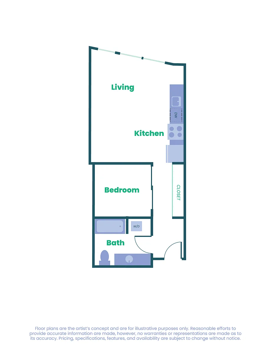 Floor plan The Teel - Open 1x1 - A14