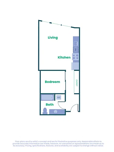 Floor plan The Teel - Open 1x1 - A14