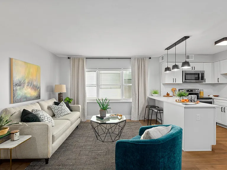 living room and kitchen