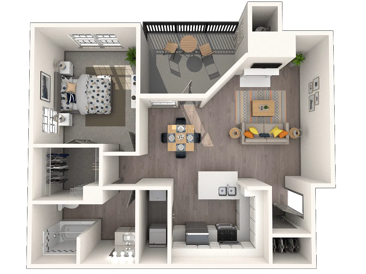 Floor plan 1 Bedroom 1 Bath 730