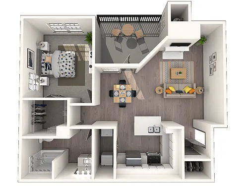 Floor plan 1 Bedroom 1 Bath 730