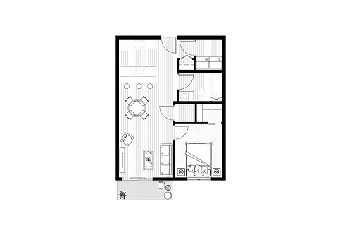 Floor plan 1 Bedroom, 1 Bath A1
