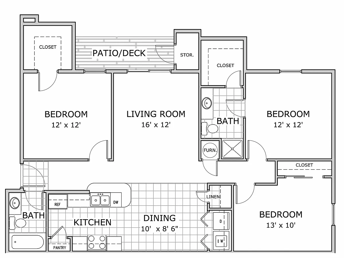 Floor plan 3 Bedroom B