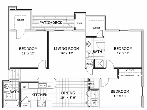 Floor plan 3 Bedroom B