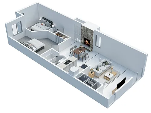 Floor plan 2 BD 1 BA