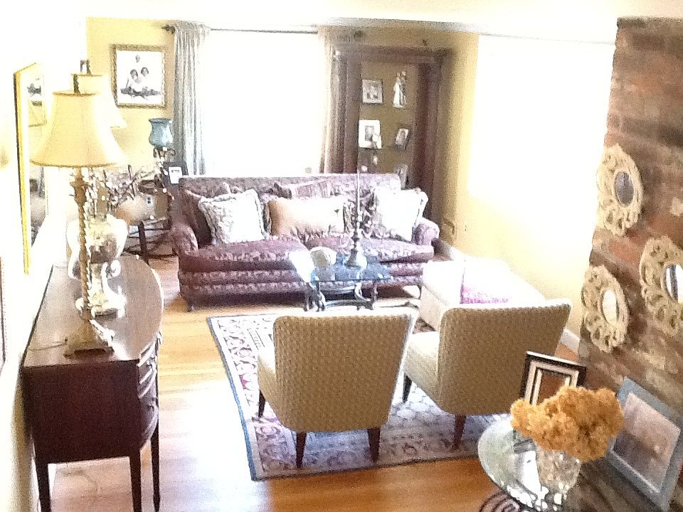 Bright Living room with fp