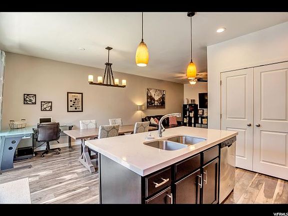 Kitchen island with pendants