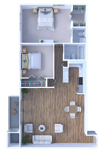 Floor plan 2 Bed 1.5 Bath | Classic (RG)