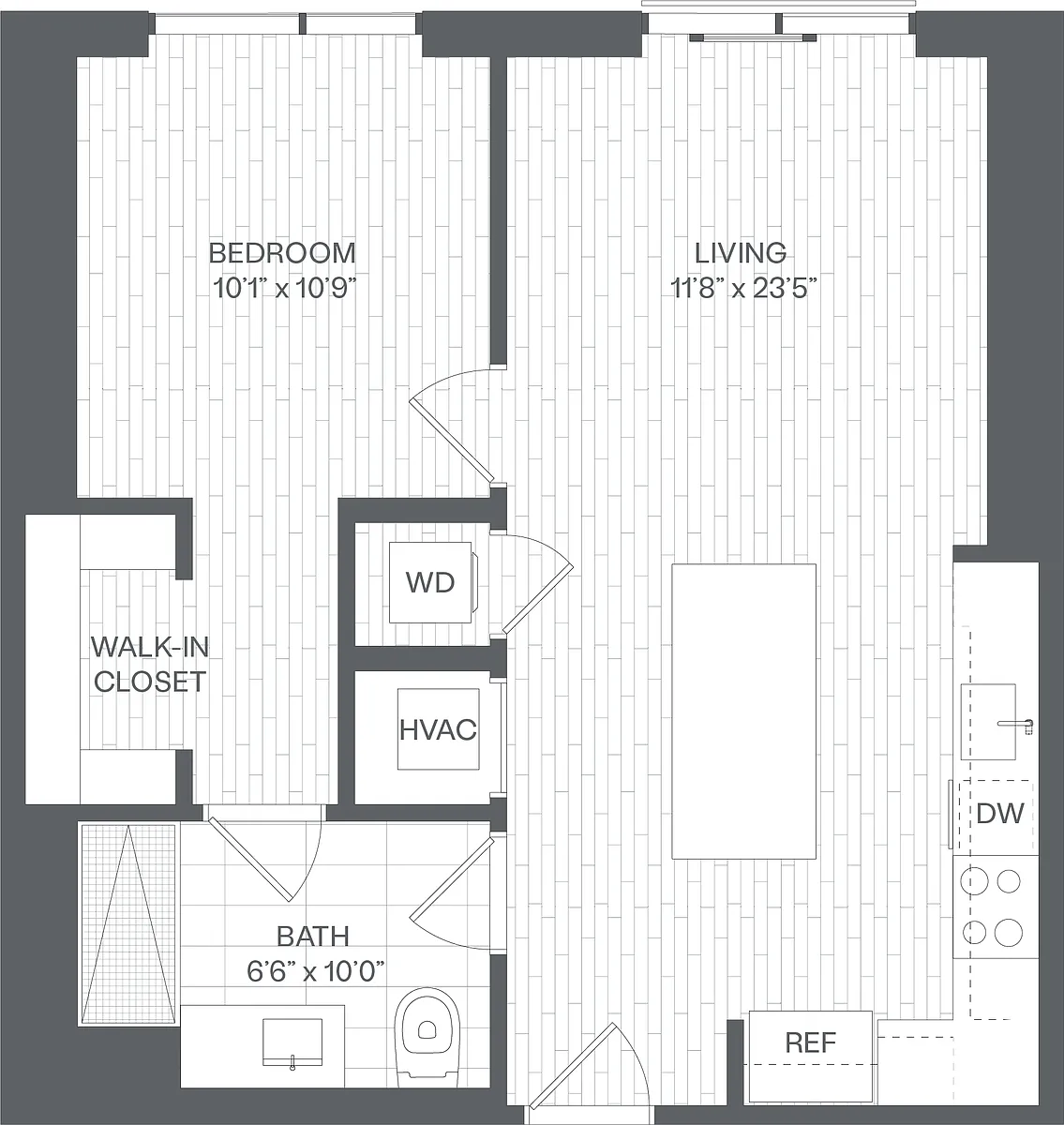 Floor plan 1 Bed/1 Bath-AB