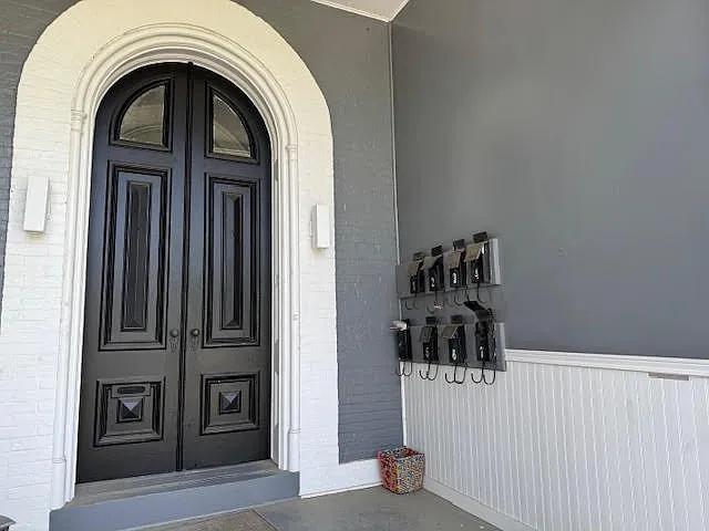 Doorway to main house with laundry facilities