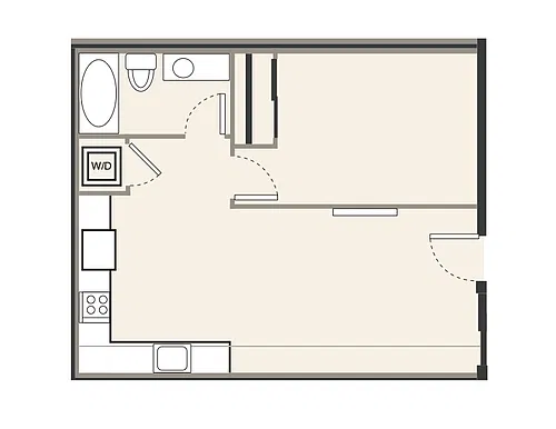 Floor plan D.1 1 bed, 1 bath