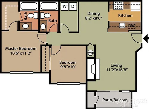 Floor plan Two Bedroom Two Bath