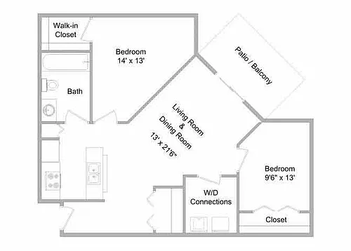 Floor plan 2 Bedroom With Laundry Room