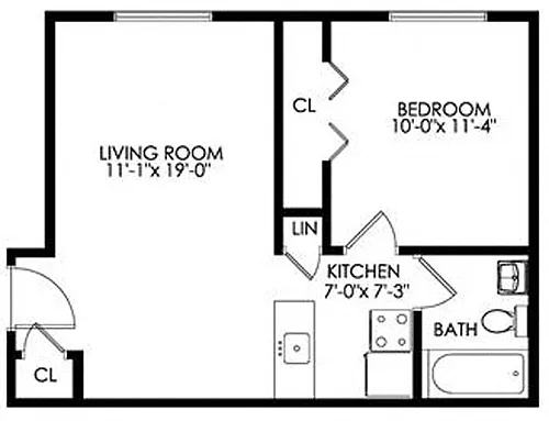 Floor plan 1 Bedroom 1 Bathroom