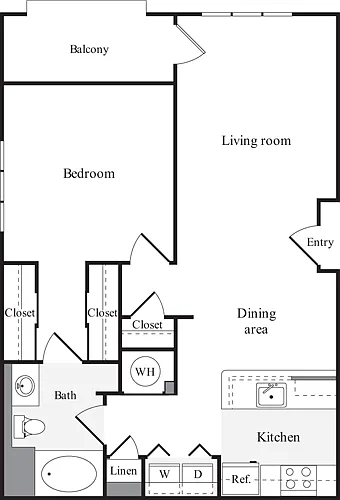 Floor plan 1 Bedroom E