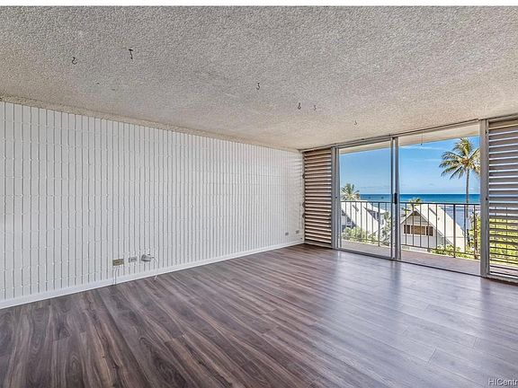 Living room with new floors.