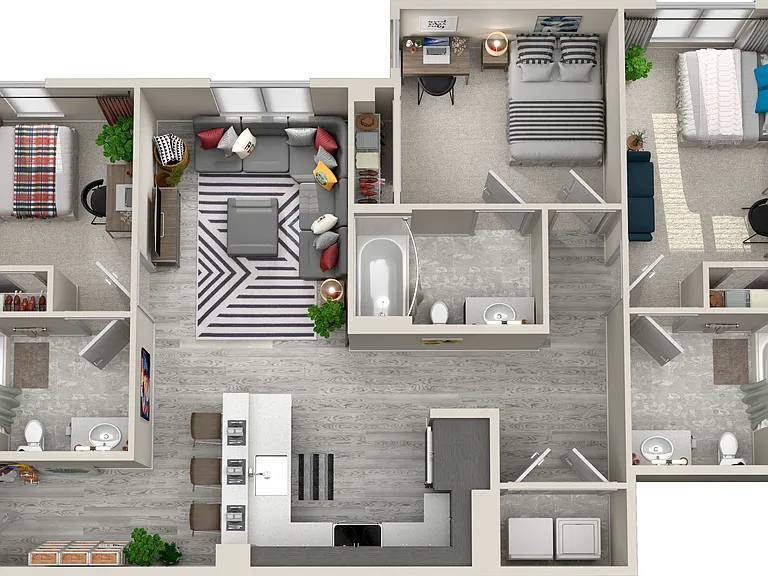 Three Bedroom, Three Bathroom Floorplan A Three Bedroom, Three Bathroom Floorplan A