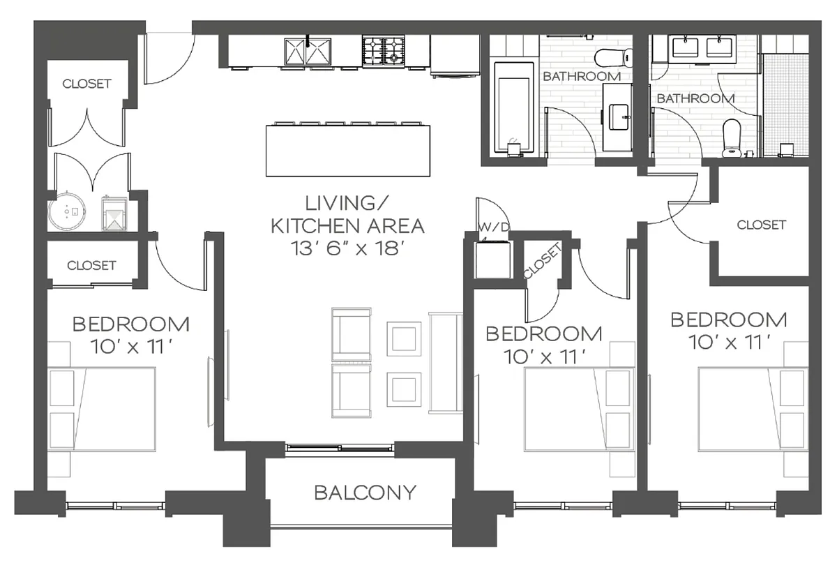 Floor plan 3 Bed/2 Bath-C1
