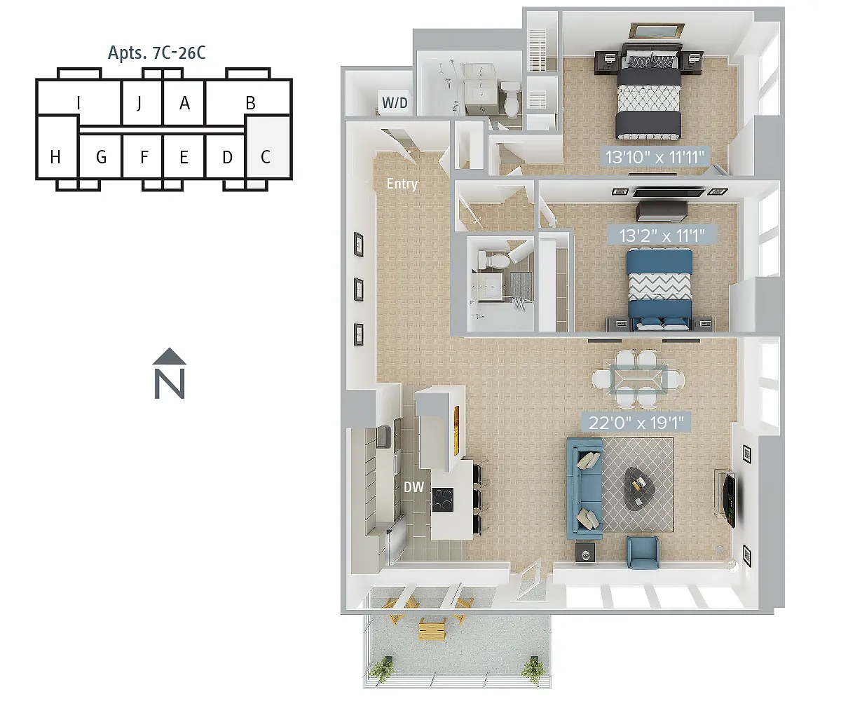 Floor plan B2-1215SF-7C-26C-Premier