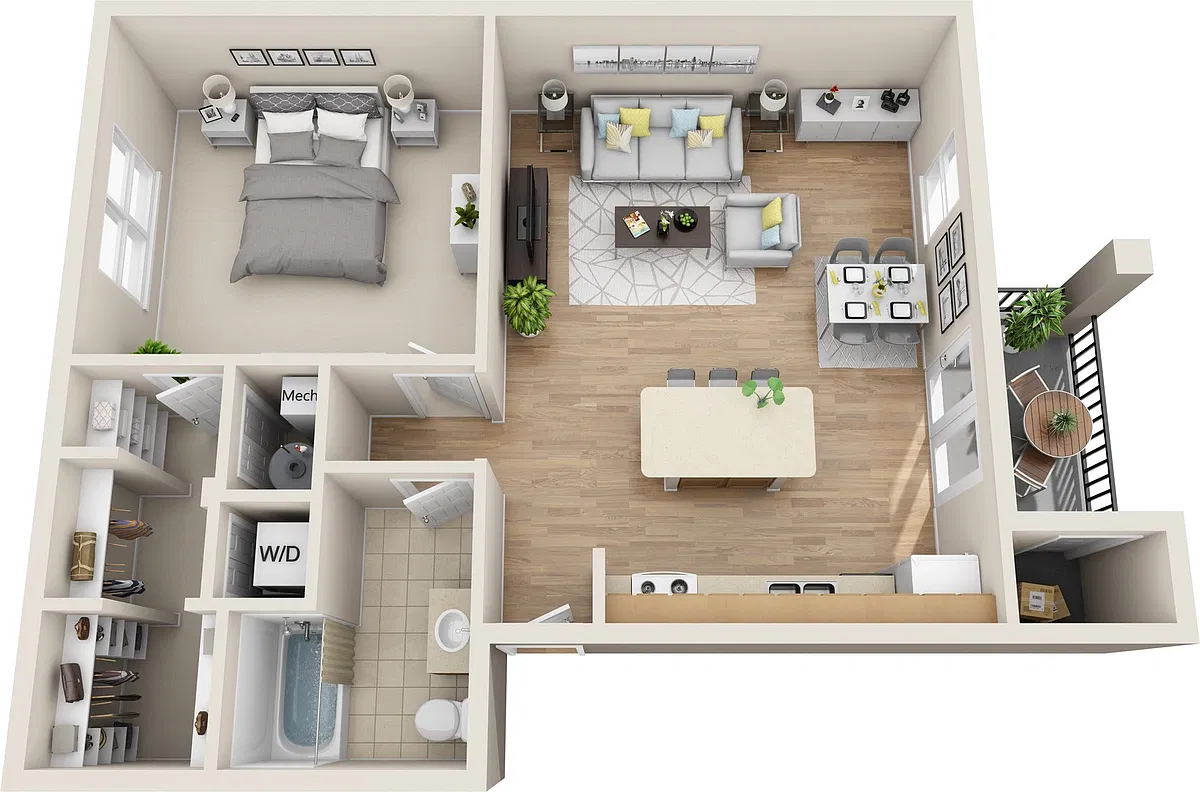Floor plan Monarch - 1 Bedroom
