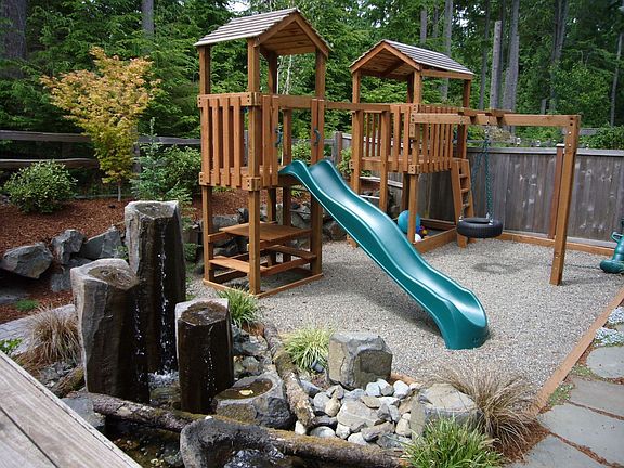 Park-like fenced yard