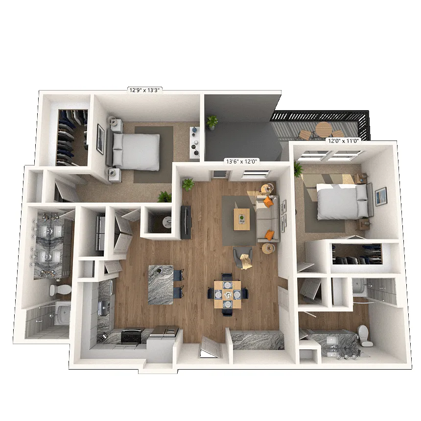 Floor plan B3 2x2 1209 SF
