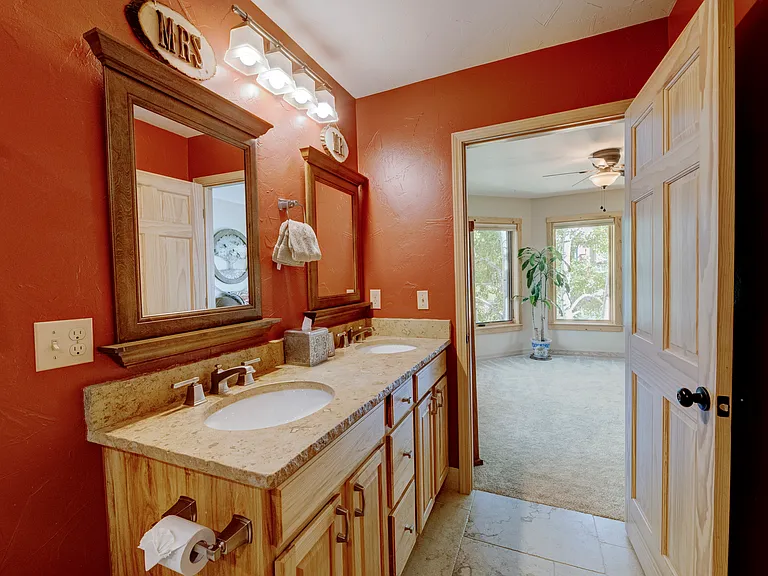 Double vanity in the master bathroom.