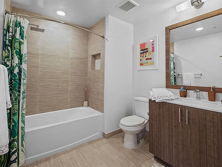 Bathrooms also include rain shower heads