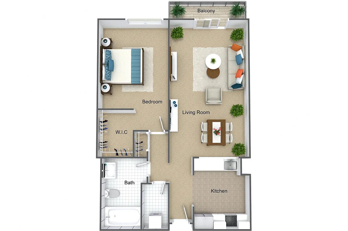 Floor plan One Bed One Bath