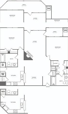 Two Bedroom Two Bath (1175 SF) Two Bedroom Two Bath (1175 SF)
