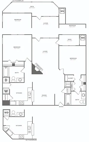 Floor plan Two Bedroom Two Bath (1175 SF)