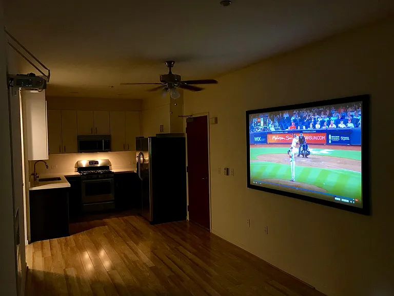 HD projector and 85" movie screen