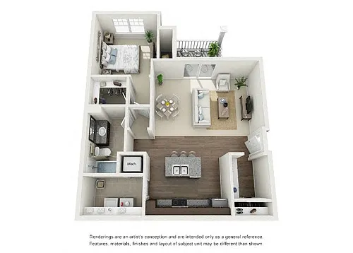 Floor plan Bedford, 1 Bed, 1 Bath