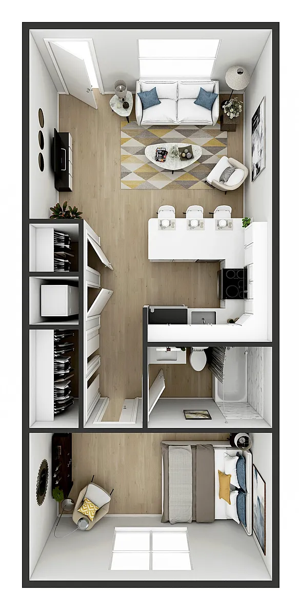 Floor plan 1 bed x 1 bath - Atlantic Surf