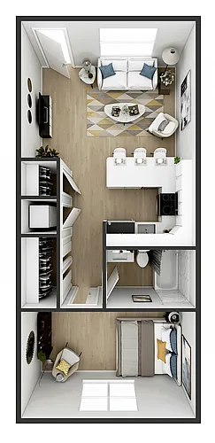 Floor plan 1 bed x 1 bath - Atlantic Surf