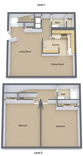 Floor plan Two Bedroom Townhome