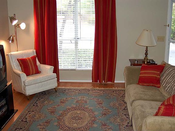 Family room is spacious with new floors and paint!