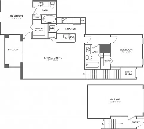 Rivera Two Bedroom Two Bath (1098 SF) Rivera Two Bedroom Two Bath (1098 SF)