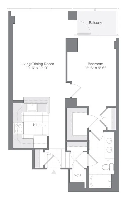 Floor plan 1 Bed - 1 Bath | A03