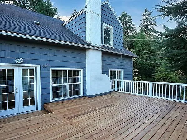 Large deck overlooking yard