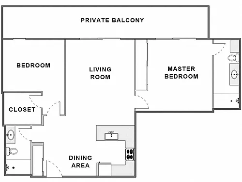 Floor plan 2 Bed / 2 Bath: Type A