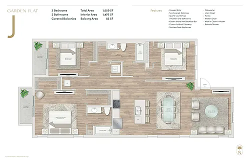 Floor plan Garden Flat J