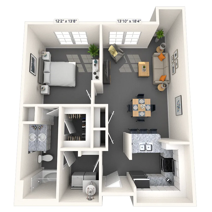 Floor plan Traditional 1x1 754-920 SF