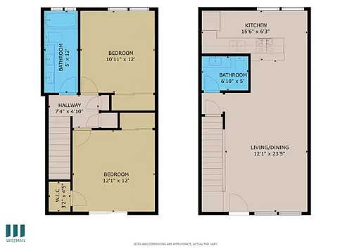 Floor plan Two-Bedroom One-Half-Bathroom Townhome