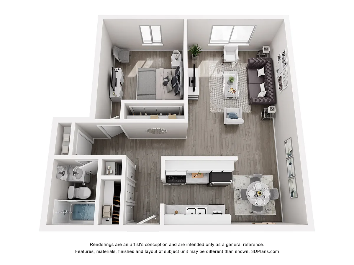Floor plan 1x1 Brook