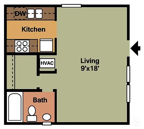 Floor plan Studio - 1Bath